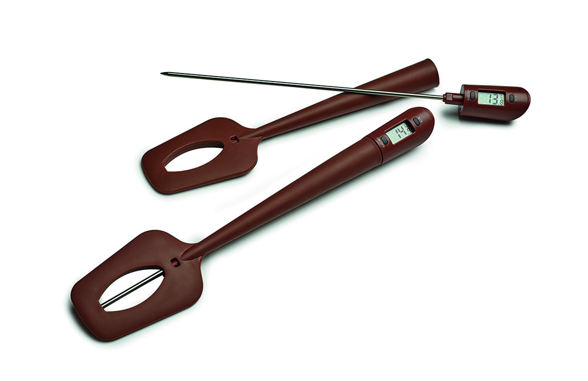 Stielschaber mit Thermometer -50, +300 C° - 320 x 65 mm