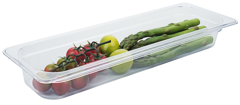 GN-Behälter 2/4, Polycarbonat, 53 x 16,2 cm, Tiefe: 65 mm, I: 3,3 ltr.
