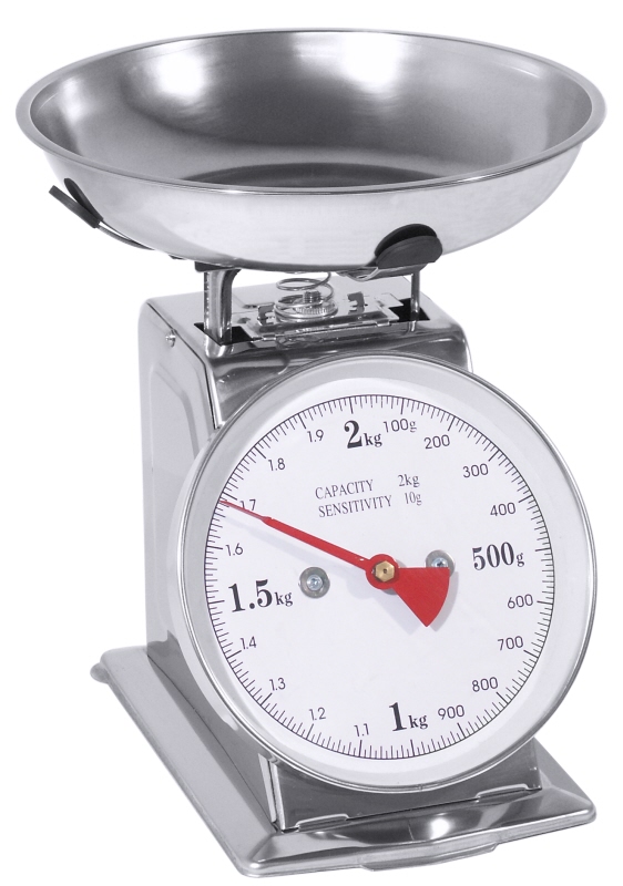Küchenwaage bis 2 kg, 14,5 x 20 x 25 cm, Edelstahl