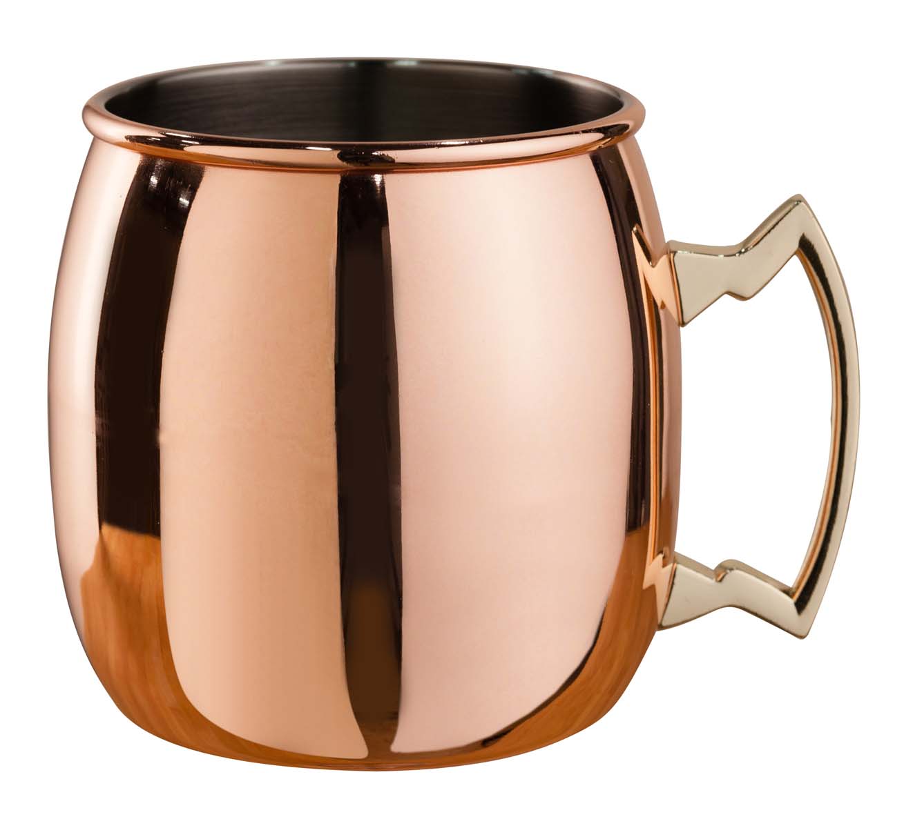 Moscow Mule Becher gebogen, Edelstahl m. Messinggriff, 450 ml. 1ß x 14 x 10 cm