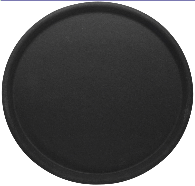 Tablett rund, rutschfest, schwarz, gummilaminiert, D: 32 cm, H: 1,5 cm