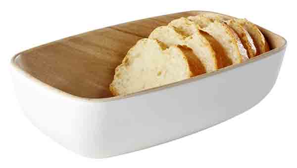 GN 1/9 Schale FRIDA 17,6 x 10,8 cm, H: 5,5 cm, 0,5 ltr., Melamin, außen: weiss, innen: Holzoptik