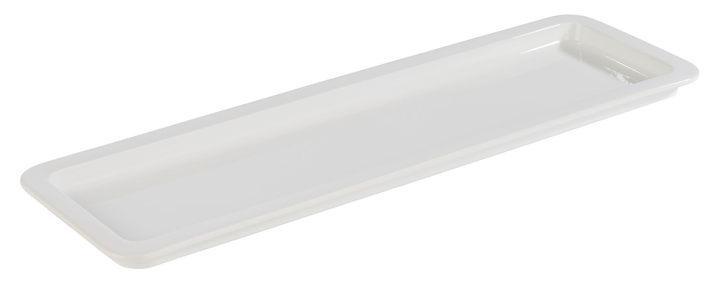 GN 2/4 Tablett, 53,0 x 16,2 cm, H: 2,5 cm, Porzellan, weiss