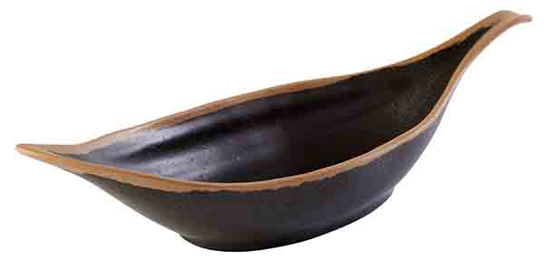 Blattschale CROCKER 42 x 14 cm, H: 9,5 cm, 0,65 ltr., Melamin, braun, Tonoptik, brauner Rand