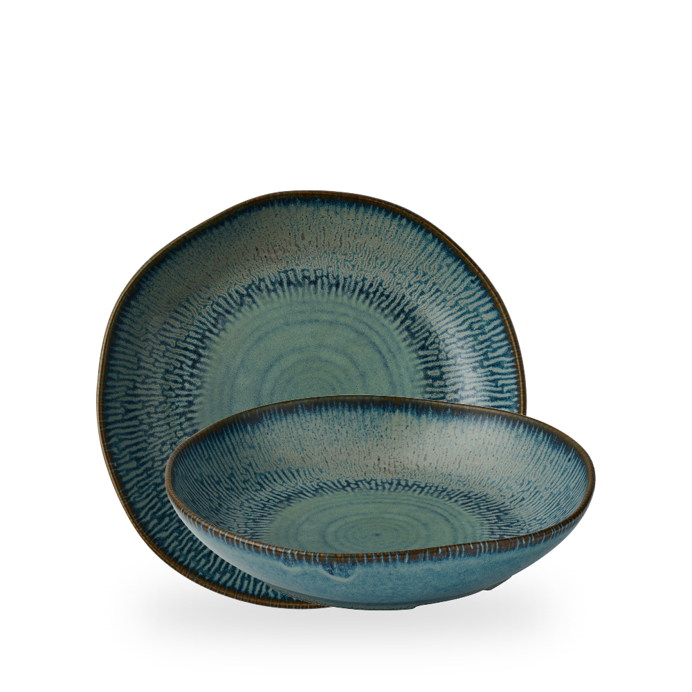 Churchill, Envisage Cascade : Sapphire Blue - Schale tief organisch, 25 x 4,5 cm/ 1,2 ltr.