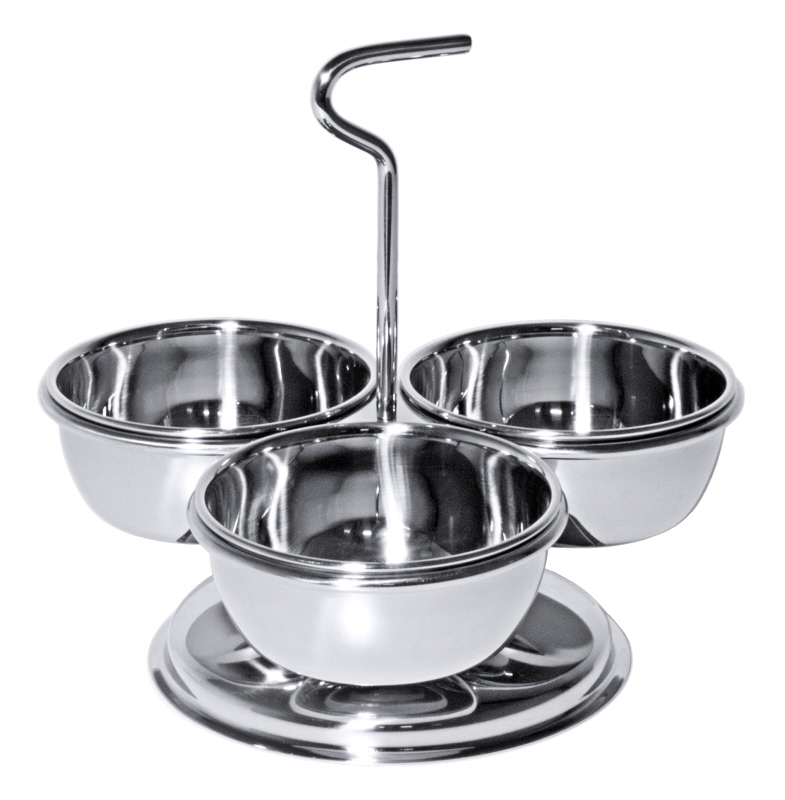 Dip-Schalenset, mit drei Schalen, Edelstahl, I: 0,2 ltr., D: 9,5 cm, B: 20 cm, H: 14 cm