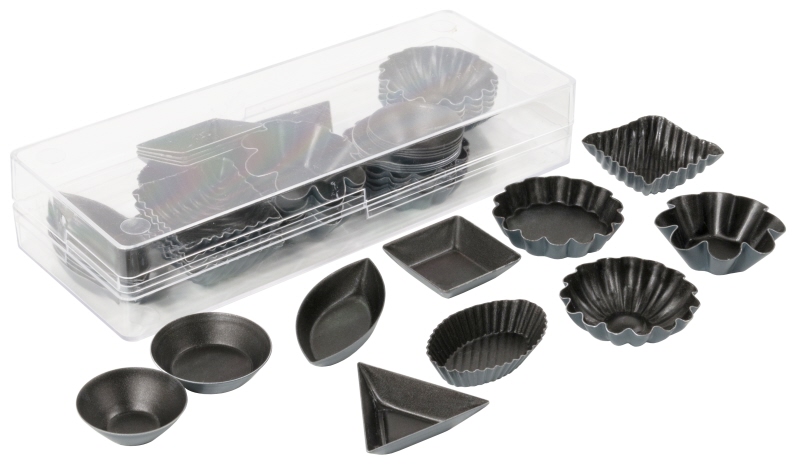 Antihaft-Petits-Fours-Set, 50 St./ 10 versch. Formen, PFTE beschichtet, Stahl