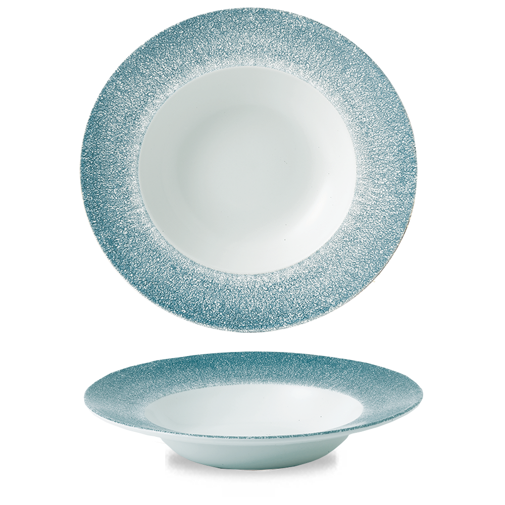 Churchill, Raku : Topaz Blue - Teller tief breite Fahne, 28 cm/ 0,47 ltr.