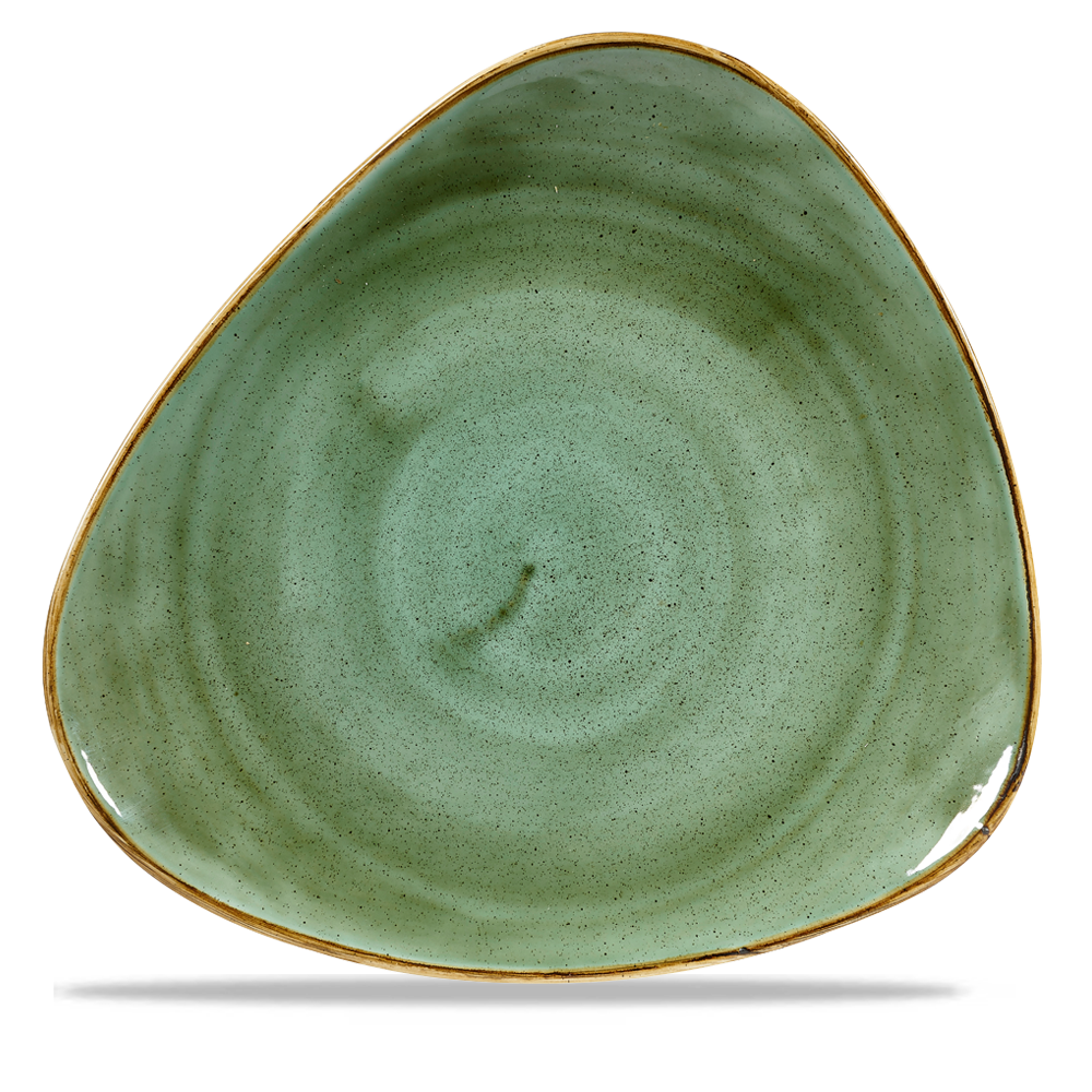 Churchill, Stonecast : Samphire Green - Teller flach dreieckig, 31,1 cm