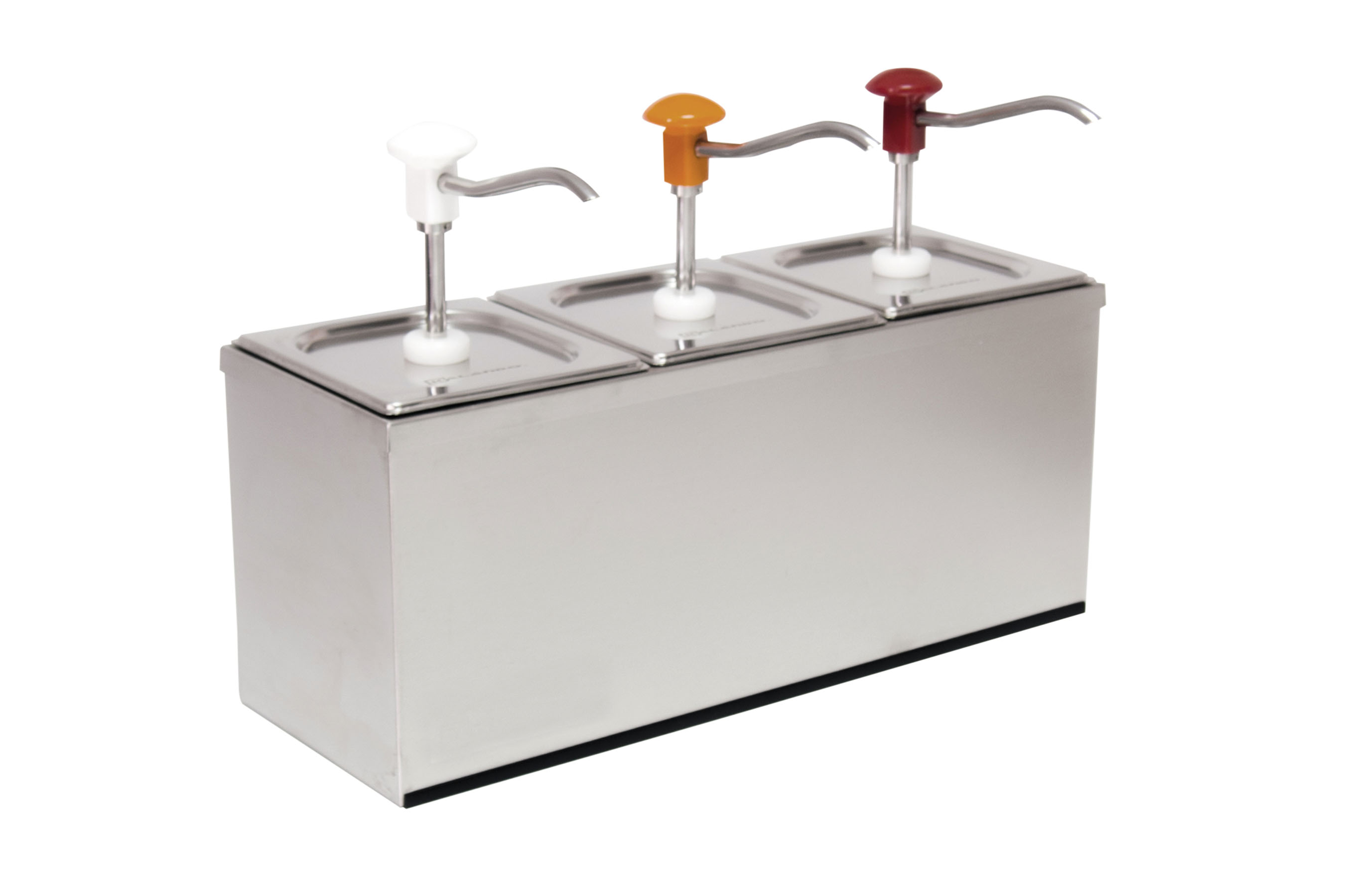 Dosierspender GN- Behälter, 3- fach weiss/ rot/ gelb, Inh. 3 x 3 ltr., 504 x 185 x 345 mm