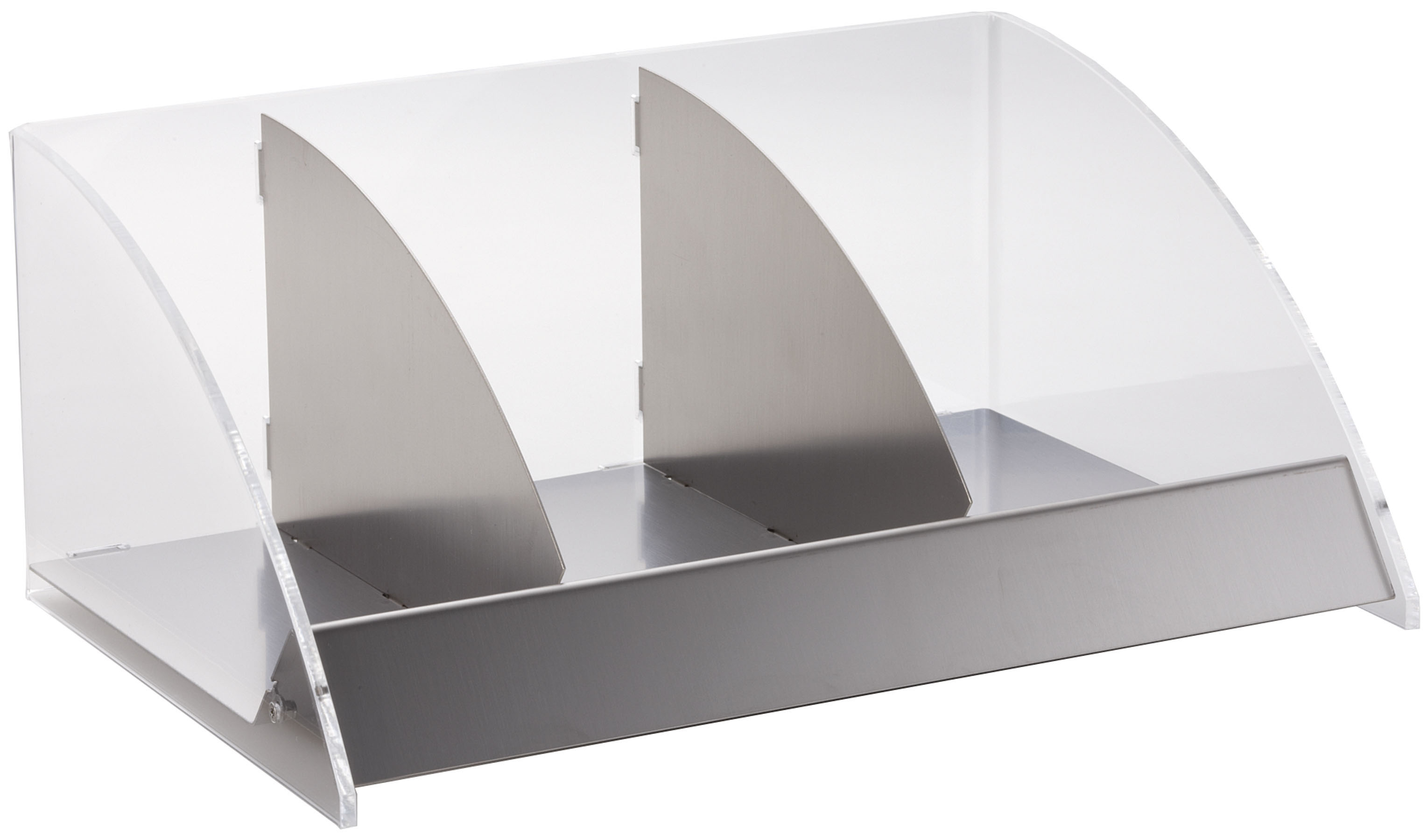 Tresenaufsteller mit 3 Fächern - Modell 644, EdSt., Plexiglas, LxBxH: 360 x 250 x 150 mm