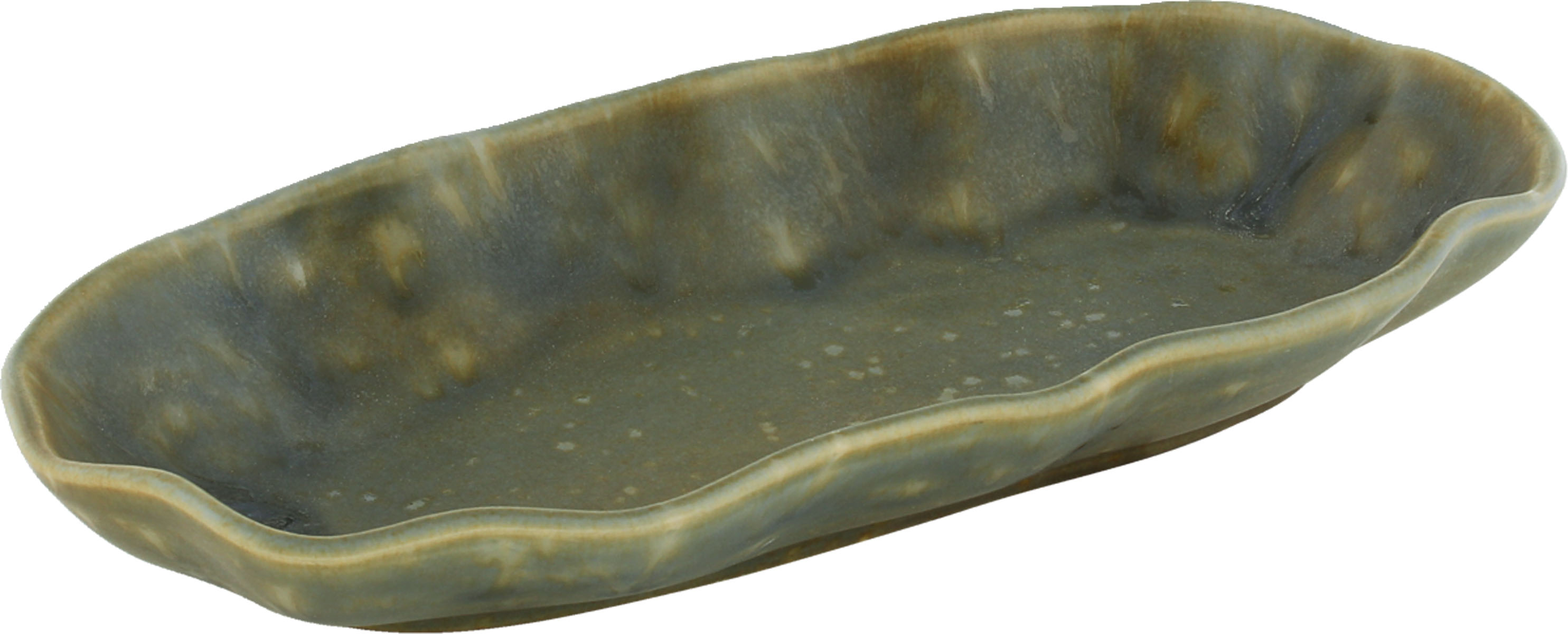 Playground, Steinzeug - NAMI : Platte, oval, olive, 24 x 12 cm