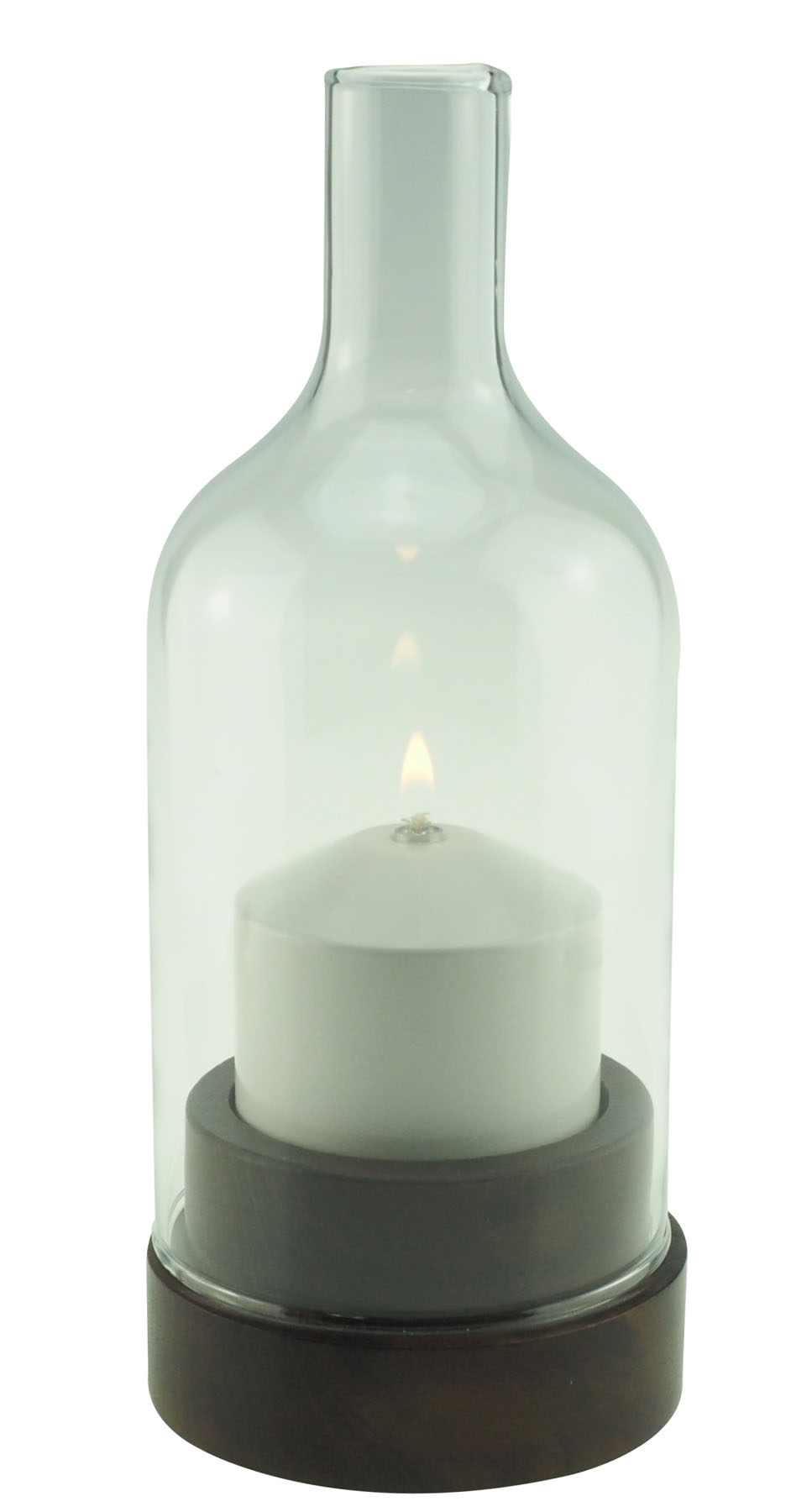 Tischlampe Ino Wood 80K, Lampenkörper: Holz braun, Glaszylinder: klar, Höhe: 21,5 cm