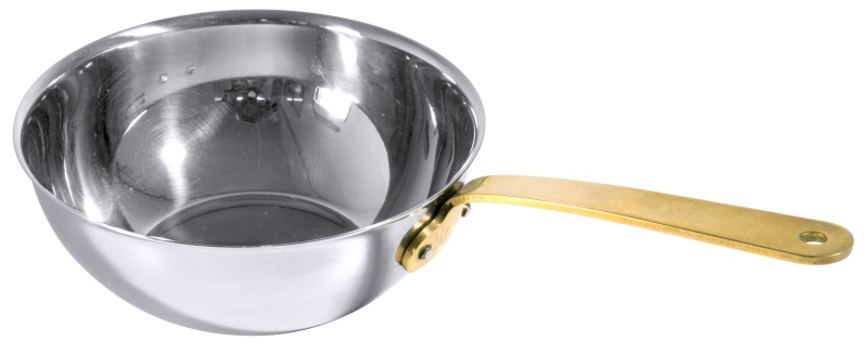 Mini Wok, Edelstahl mit Messinggriff, I: 0,33 ltr., D: 11 cm, H: 5,2 cm