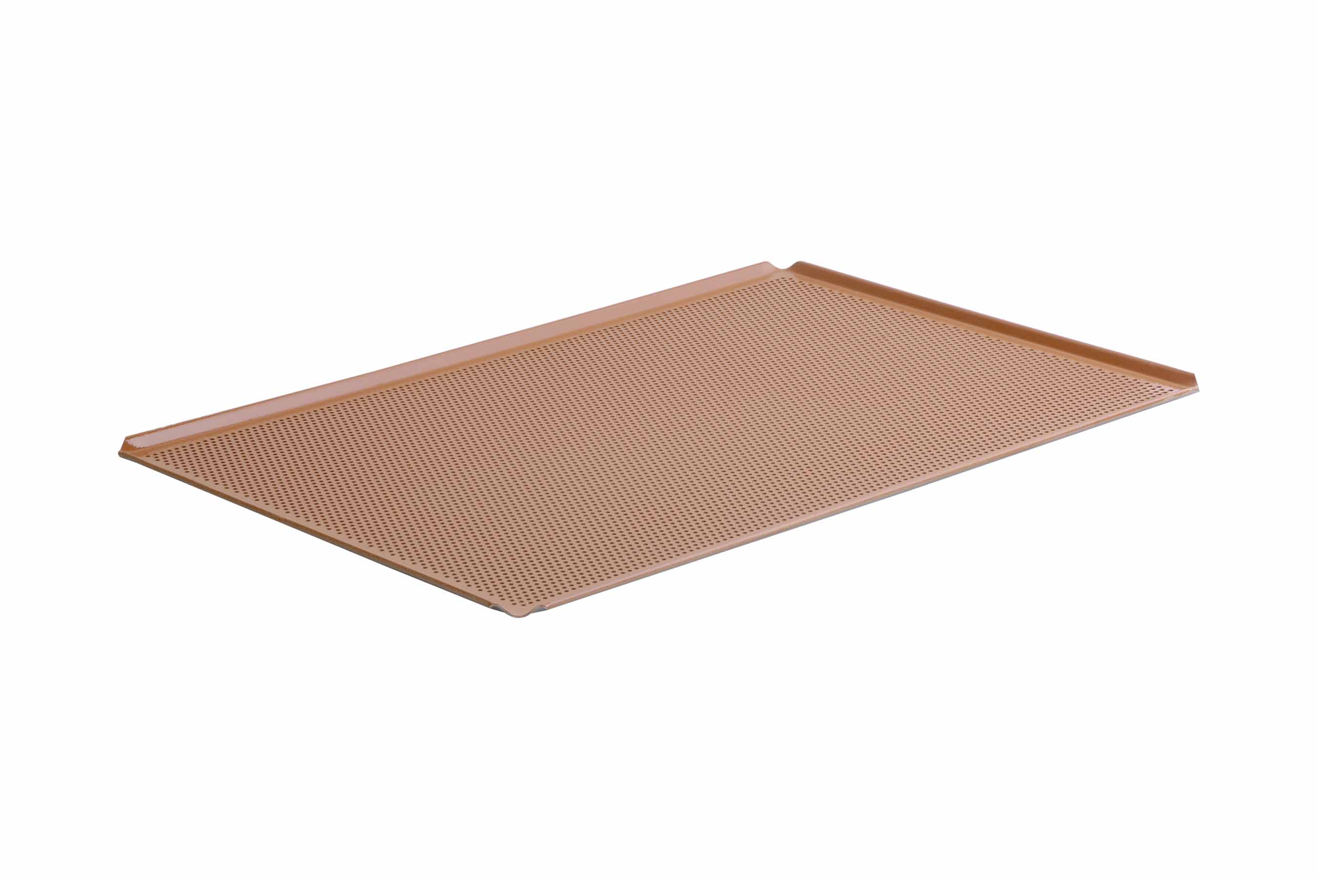 Lochblech GN 2/1, Aluminium, rote Silikonbeschichtung, 4 Seiten 45°, Lochung 3 mm, 650 x 530 mm