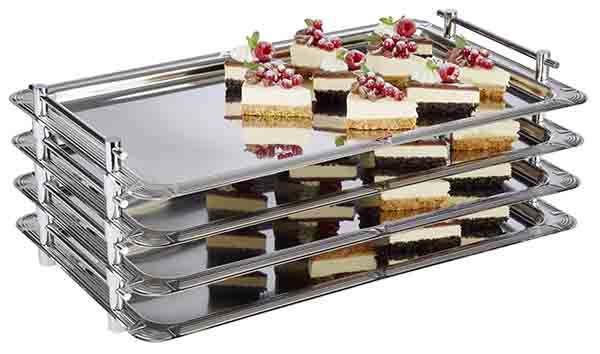 GN 1/1 SystemTablett PROFI LINE 53 x 32,5 cm, Nutzhöhe 4 cm, 18/10 Edelstahl, verchromte Griffe