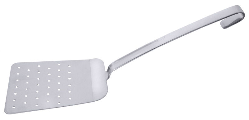 Kippbratpfannenschaufel, perforiert, Edelstahl, 18 x 14 cm, Stiellänge: 28 cm
