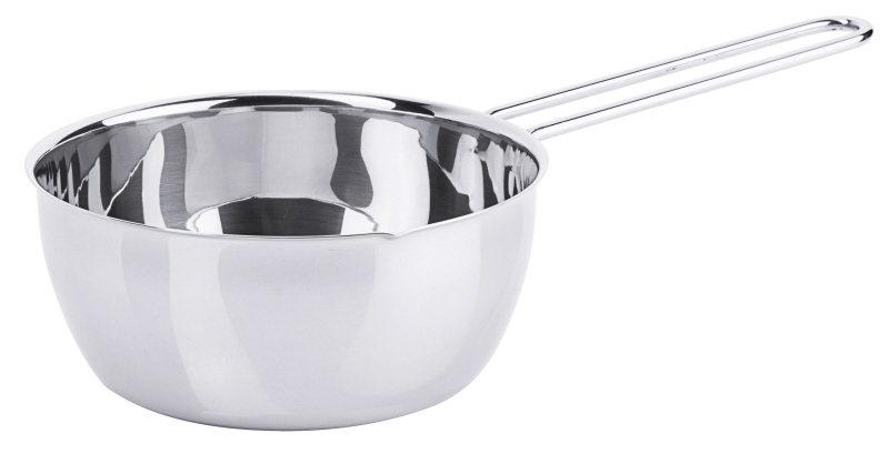 Butterpfännchen, Drahtgriff, Edelstahl, I: 0,4 ltr., D: 12 cm, H: 5 cm, Stiellänge: 11 cm