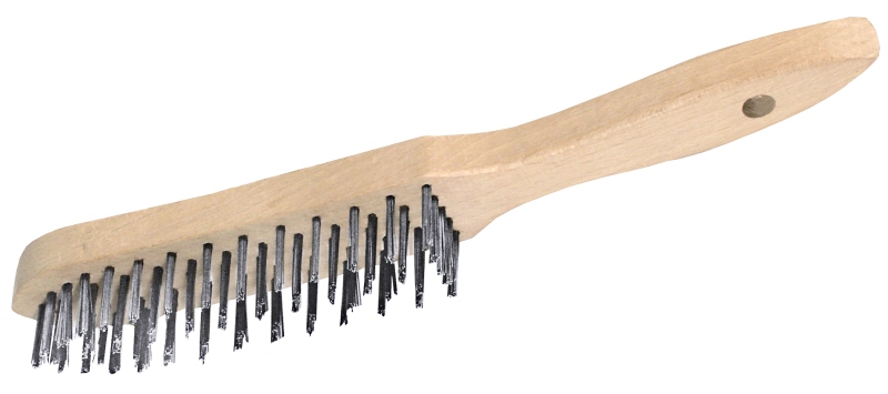 Drahtbürste mit Holzgriff, Stahldrahtborsten, 30 x 3,5 cm, Borsten: 2,5 cm