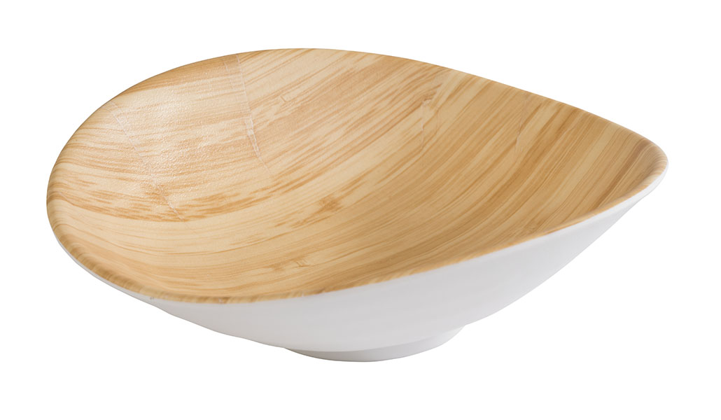 Schale BAMBOO, Melamin, 17,5 x 15,5 cm, H: 5,5 cm, I: 0,2 ltr., innen: Bambusoptik, außen: weiss
