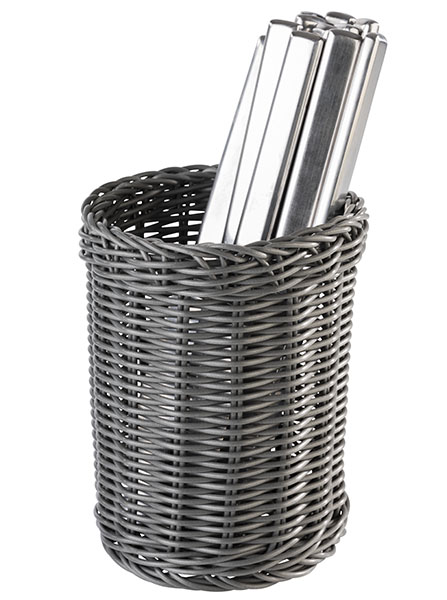Besteckkorb ECONOMIC, D: 12 cm, H: 15 cm, Polypropylen, anthrazit, geflochten