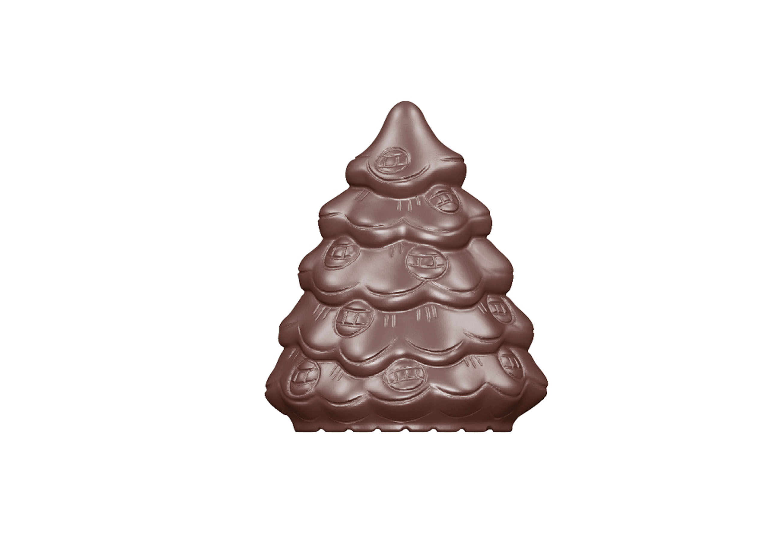 Schokoladen- Form Tannenbaum geschmückt, Doppelform, 275 x 135 mm, 2 x 4 Stück 48 x 40 x 18 mm
