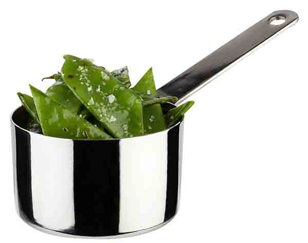 Serviertopf D: 7 cm, H: 4,5 cm Edelstahl, Griff: 9 cm, 0,14 ltr.