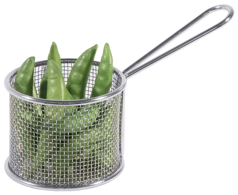 Servier-Frittierkorb, rund, Edelstahl, D: 8,5 cm, H: 7,5 cm, Stiellänge: 10 cm
