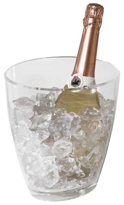 Sektkühler, oval, klares Acryl, für eine Flasche, 22 x 16 x 23,5 cm