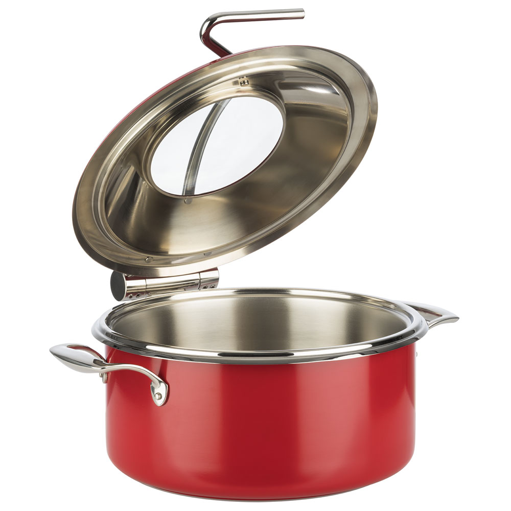 Chafing Dish, 4-tlg. Set, D: 30,5 cm, H: 17,5 cm, 18/8 Edelstahl, Fb. rot