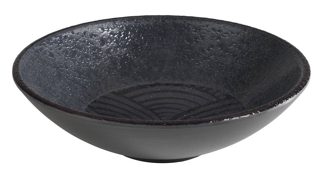Schale DARK WAVE, Melamin, D: 17,5 cm, H: 5 cm, I: 0,5 ltr., innen: Dekor, außen: schwarz
