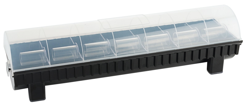 Etikettenspender für 7 Rollen, schwarz, 44,5 x 13 x 11,5 cm, PS