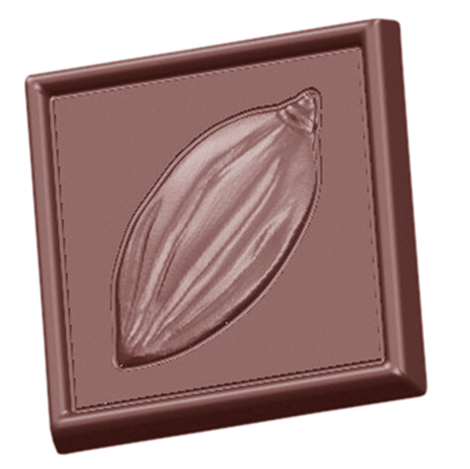 Schokoladen- Form Prägung Kakaobohne, 275 x 175 mm, 4 x 7 Stück 34,5 x 34,5 x 4,5 mm