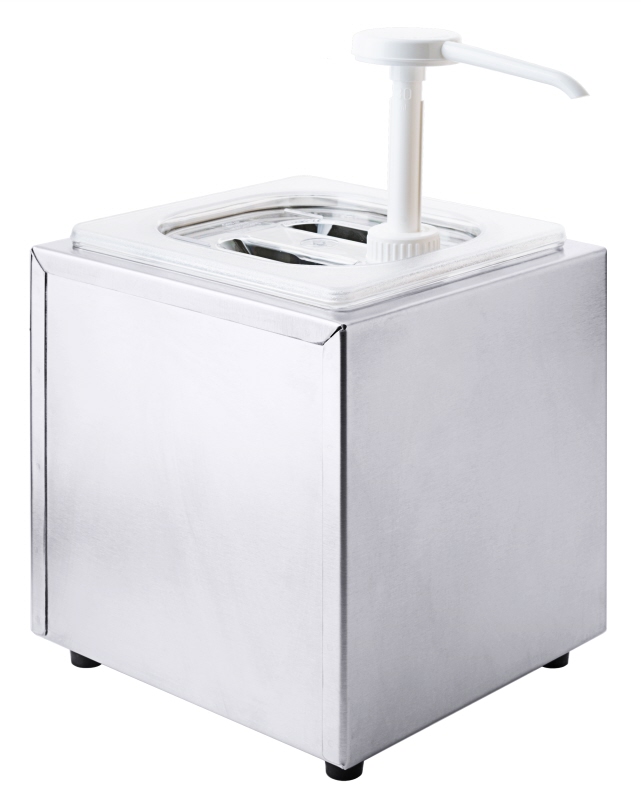 Saucendispenser mit Pumpe und GN Behälter 1/6, 20 x 18,5 x 21,5 cm, Edelstahl