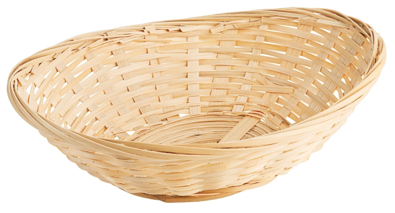 Bambuskorb, oval, aus naturhellem Bambus, 23 x 18 x 7 cm