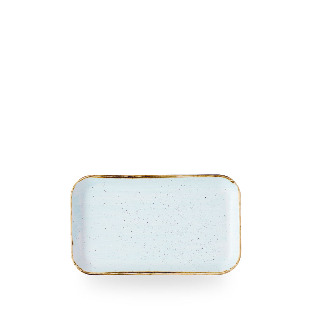 Churchill, Stonecast : Duck Egg Blue - Flared Platte rechteckig 22 x 13 cm
