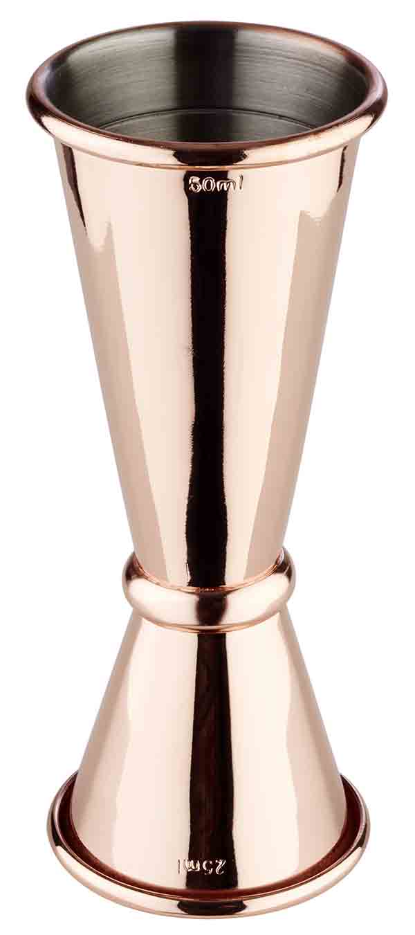 Barmaß D: 4 cm, H: 11 cm, I: 2,5 / 5 cl, Edelstahl, Kupfer-Look, mit Füllstrich