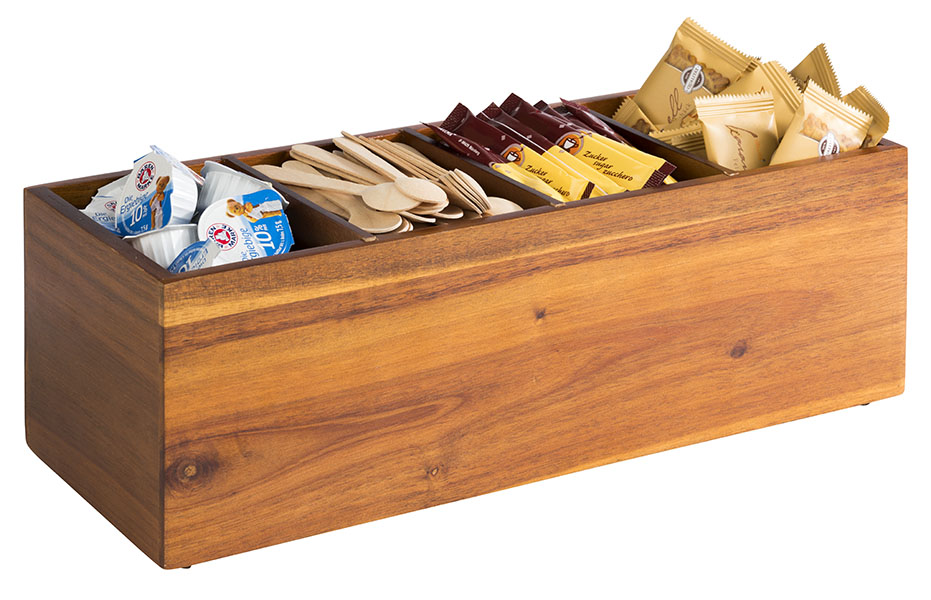 Holzbox WOODY, Akazienholz, 4 Fächer, 36 x 14 cm, H: 12,5 cm