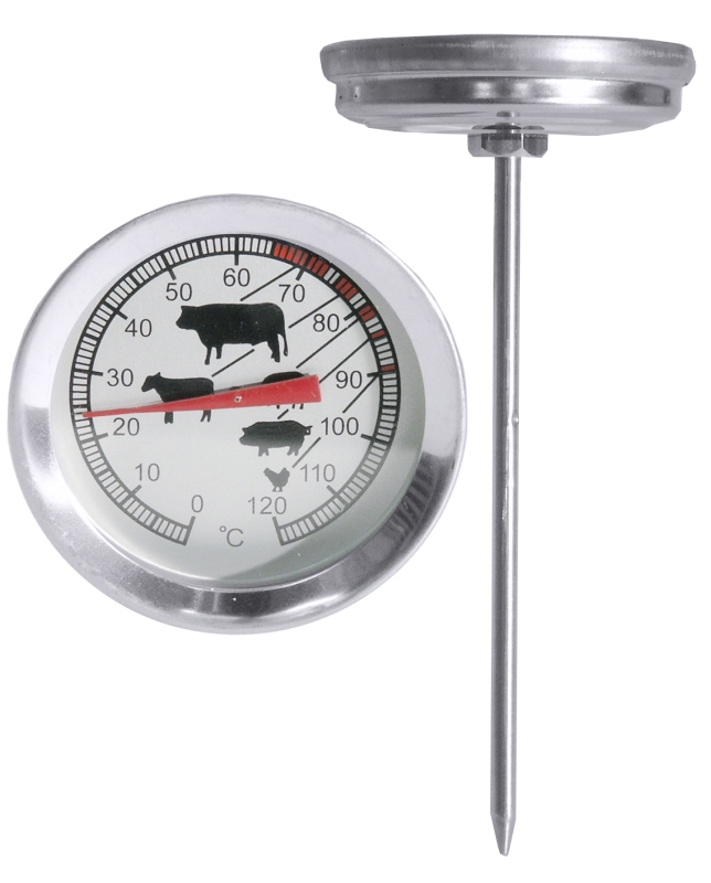 Bratenthermometer, Edelstahl, Glasscheibe, D: 5 cm, L: 11 cm