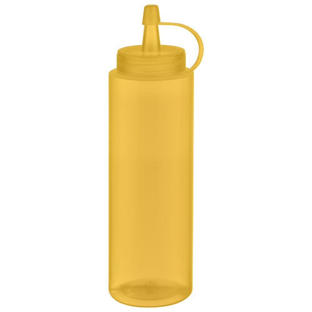 Quetschflasche, 6er Set, mit Schraubdeckel, D: 5 cm, H: 18 cm, 260 ml, Polyethylen, Fb. gelb