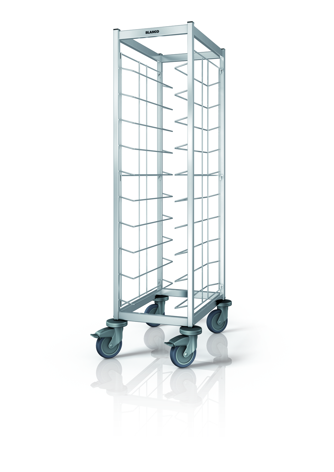Tablett-Abräumwagen TAW 10 EN, Kap.: 10 EN-Tabletts (530 x 370 mm), Trgf.: max. 150 kg, LxBxH: 51,3 x 67,3 x 155 cm