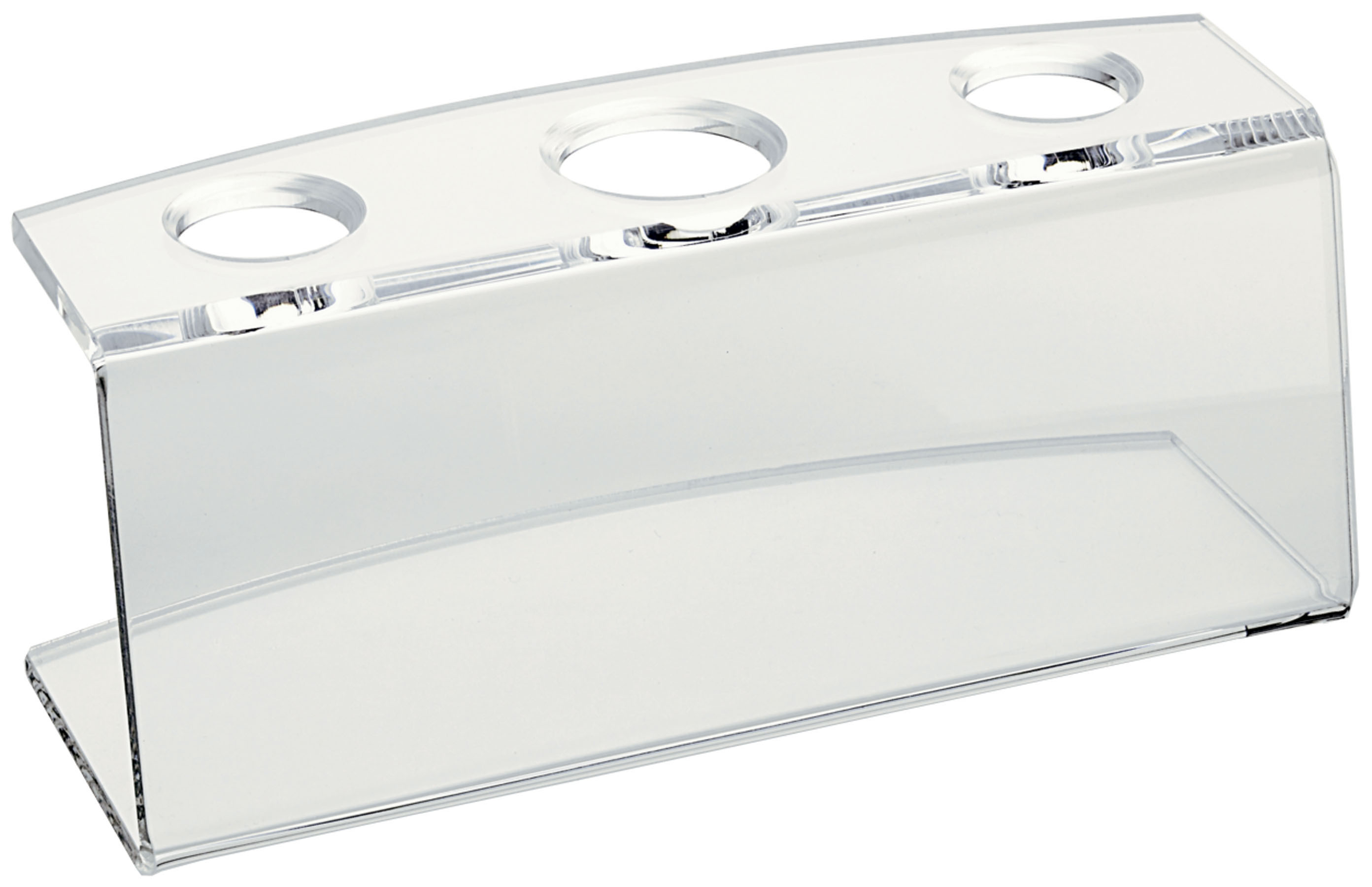 Eishörnchenhalter - Modell 313, Plexiglas 5 mm, Löcher: 1 x D: 33 mm | 2 x D: 26 mm, LxBxH: 200 x 95 x 85 mm