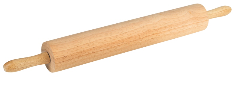 Teigrolle, Gummibaumholz, kugelgelagert, L: 64 cm, D: 8,3 cm, Wl: 45 cm