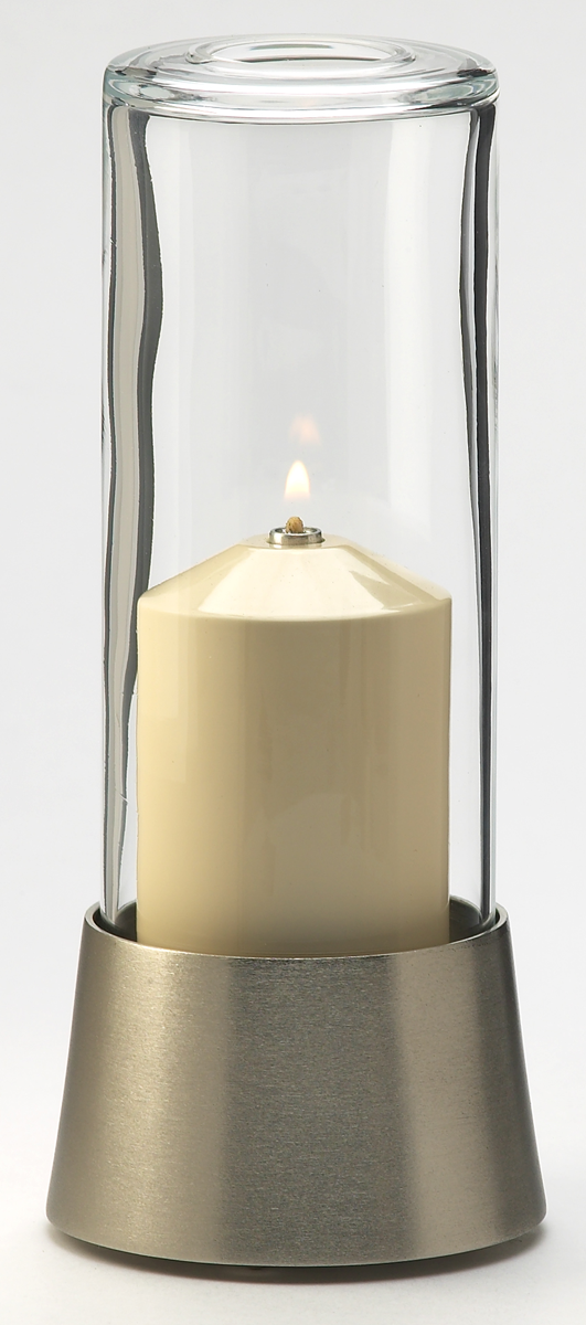 Tischlampe Coco 60A, Lampenkörper: nickel matt, Glaszylinder: klar, Höhe: 17,5 cm