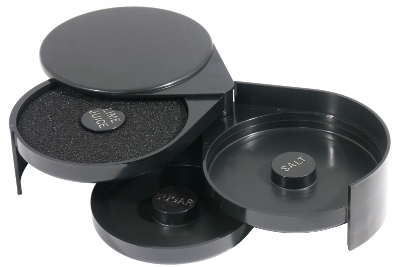 Salz-/ Zuckerumrander für Cocktailgläser, 3 Schalen, ABS-Kunststoff, B: 20 cm, H: 7 cm, D: 14 cm