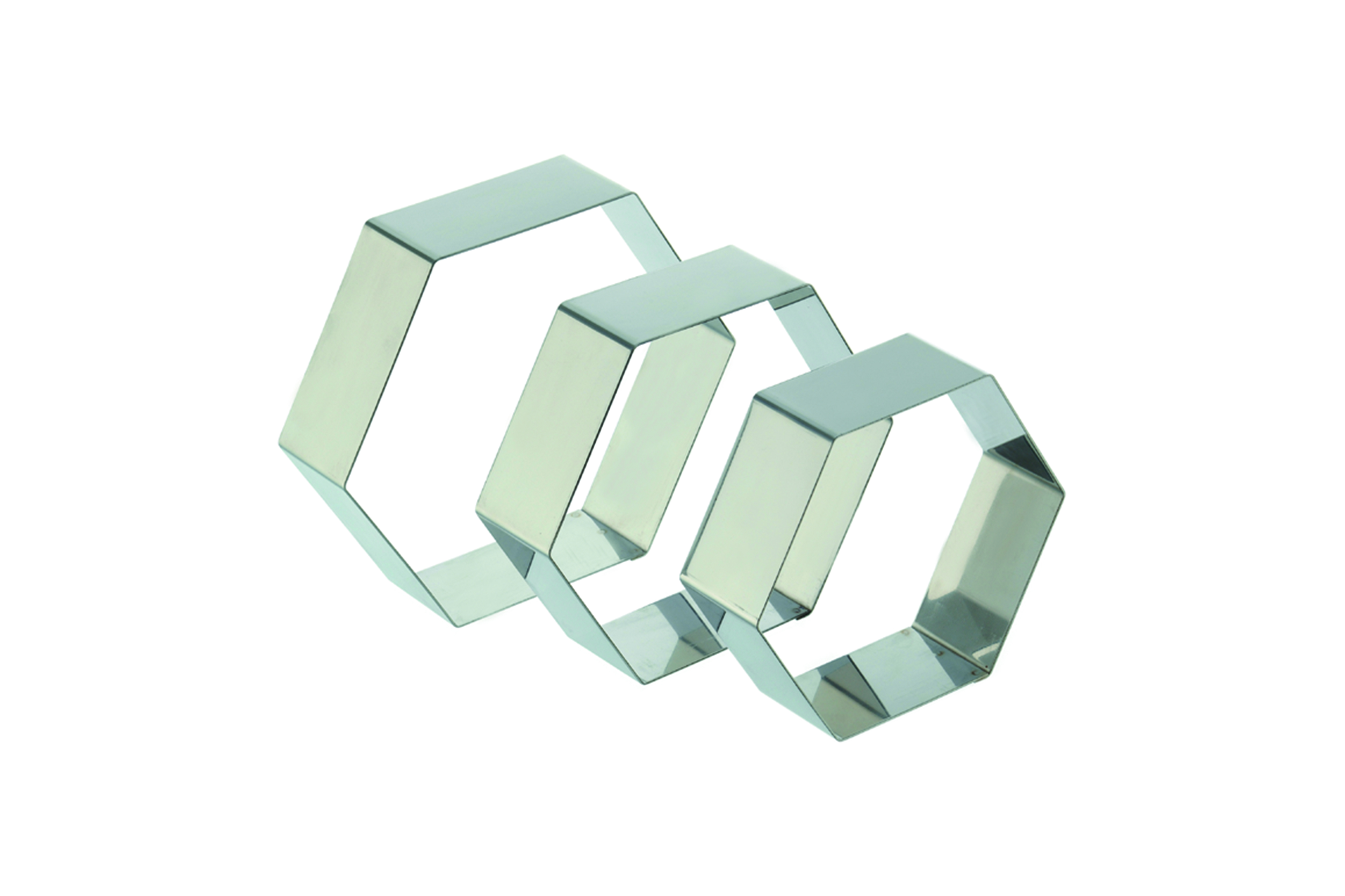 Tortenring Sechseck, Edelstahl, D: 200 mm, H: 5 cm