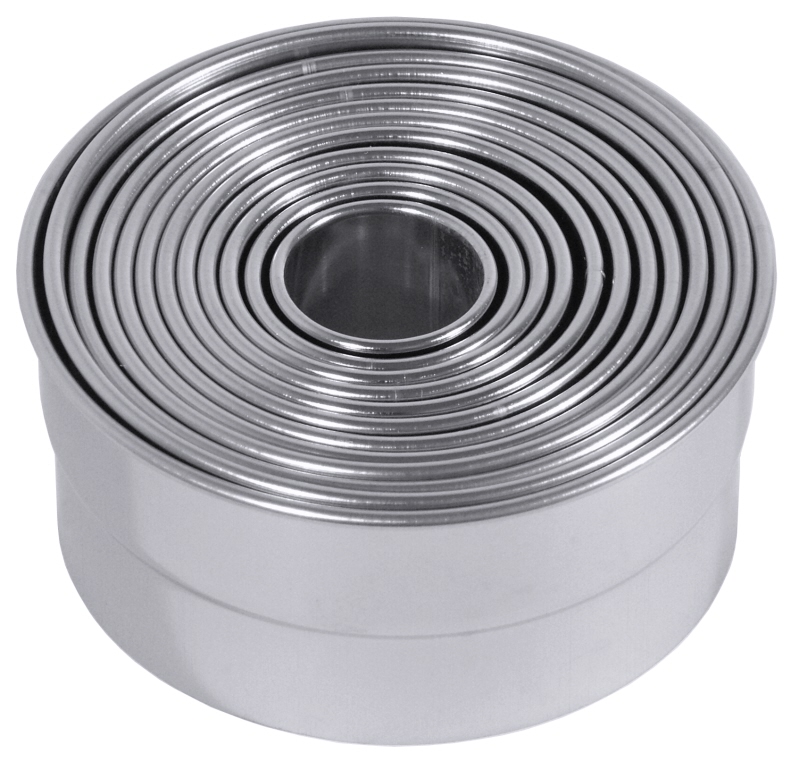 Ausstecher, rund, glatt, 12-teilig, EdSt., D: 2,5 - 10,5 cm, H: 5 cm