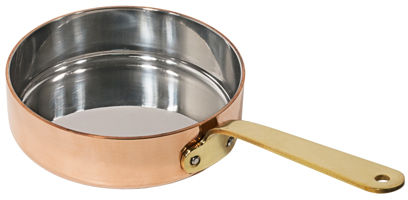 Servierpfanne aus Kupfer/Edelstahl, I: 0,35 ltr., D: 12 cm, H: 3,5 cm