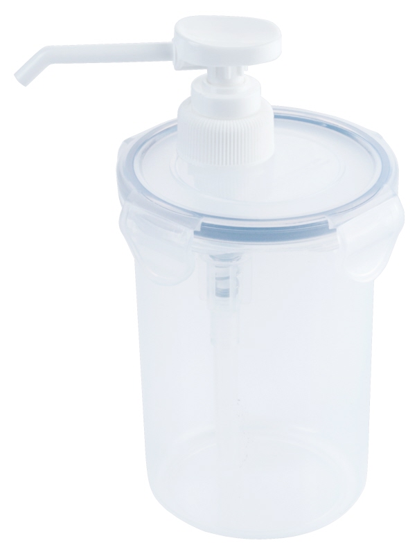 Dispenser rund, mit 5 ml Pumpe, I: 0,44 ltr., D: 8 cm, H: 19 cm, PP