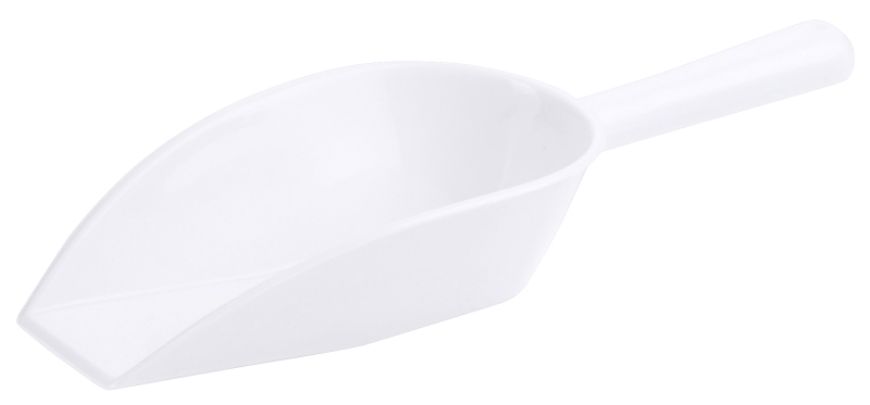 Abwiegeschaufel weiß, I: 0,14 ltr., 11 x 6,5 cm, L: 20 cm, PP